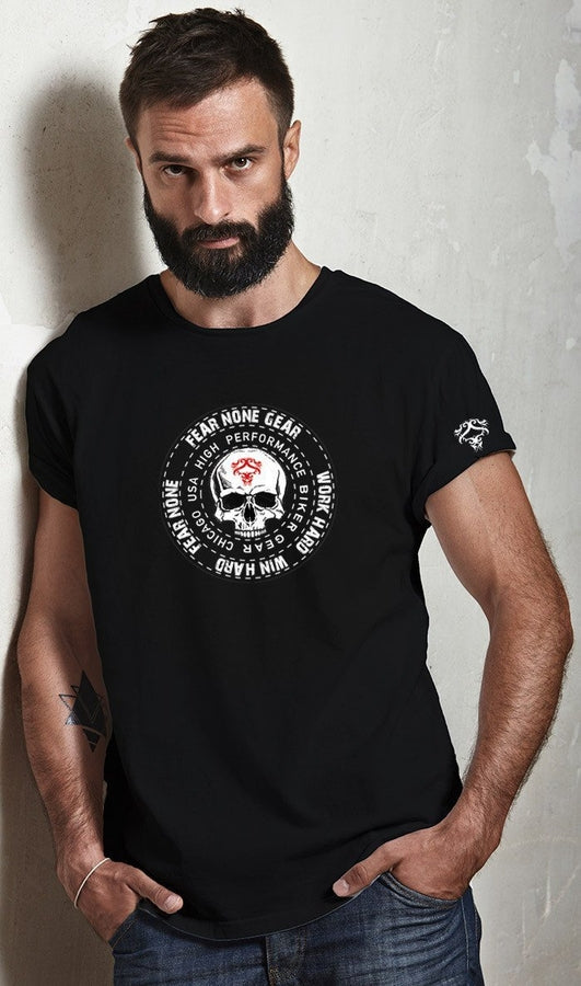 Black Coin Skull Rider White Logo