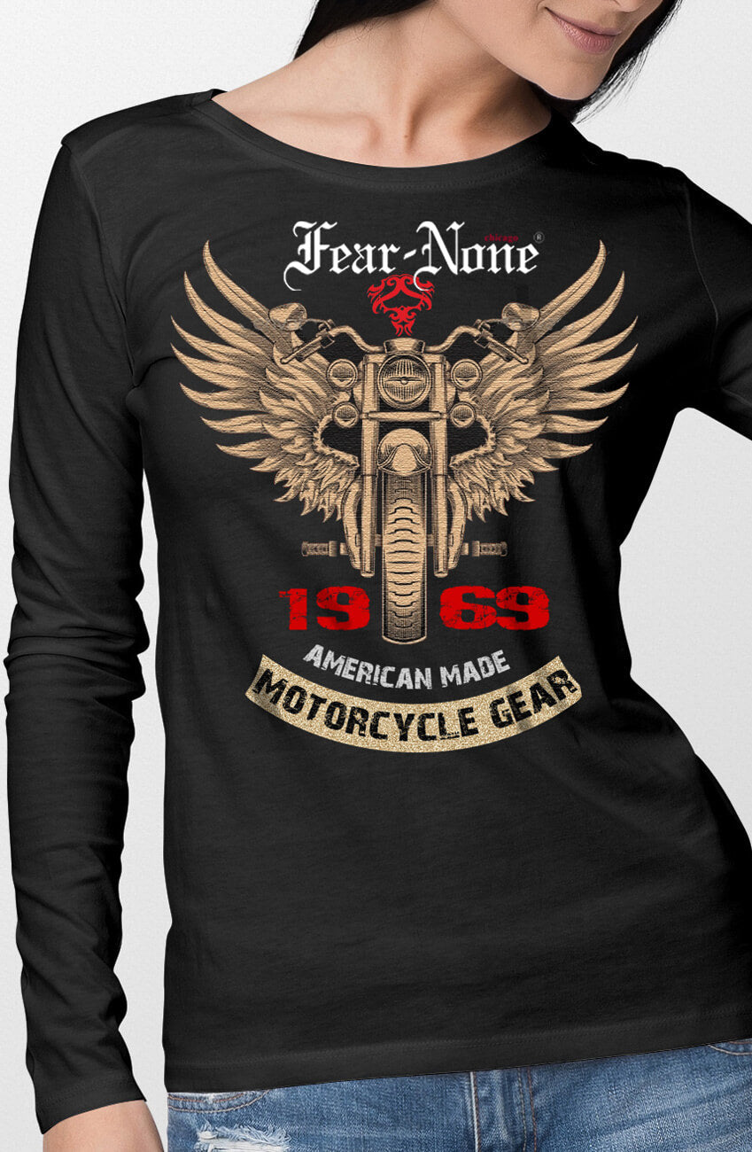 gear and fear Women's FEAR-NONE "Gold Wings" Long Sleeve T Shirt