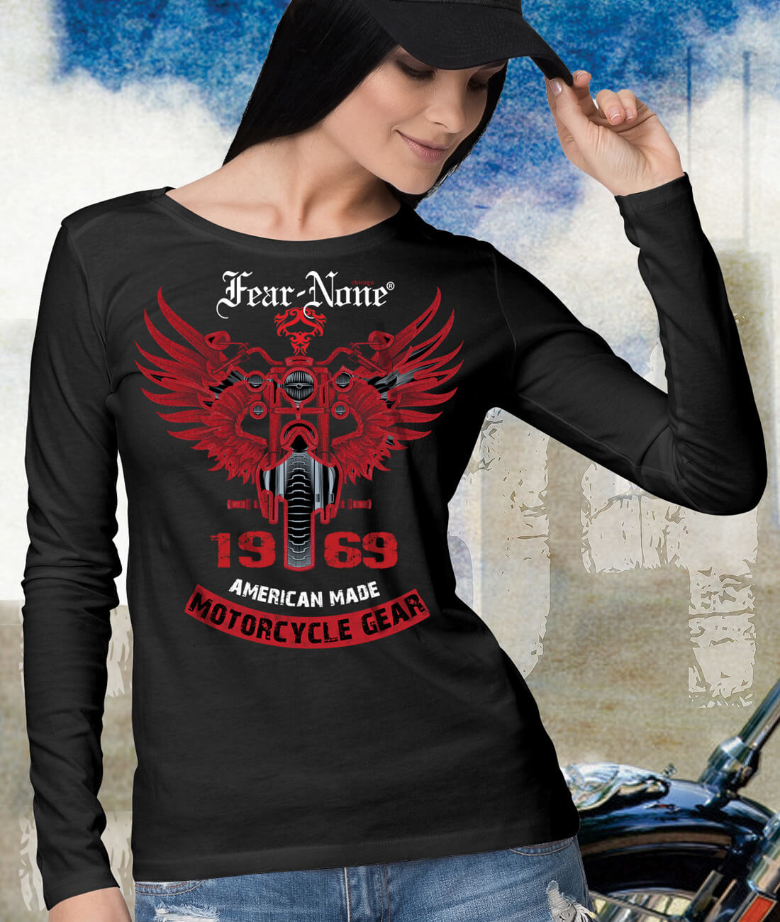 Women's FEAR-NONE 1969 Red Wings Long Sleeve T Shirt 5XL Women's FEAR-NONE 1969 Red Wings Long Sleeve T Shirt 5XL